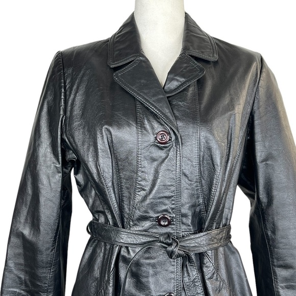 Women’s Genuine Leather Belted Button Up Jacket - Picture 7 of 11